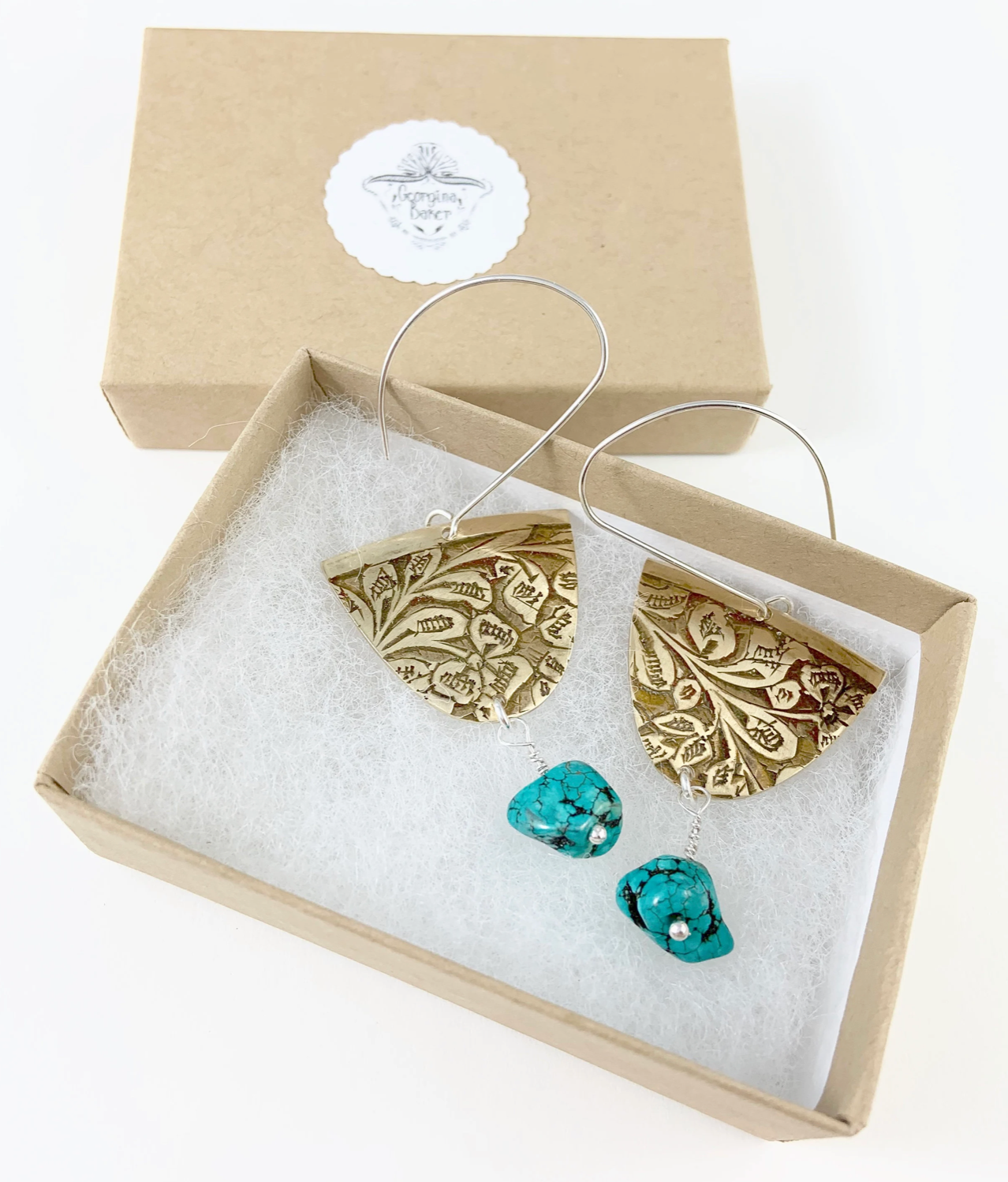 Brass and Turquoise Earrings