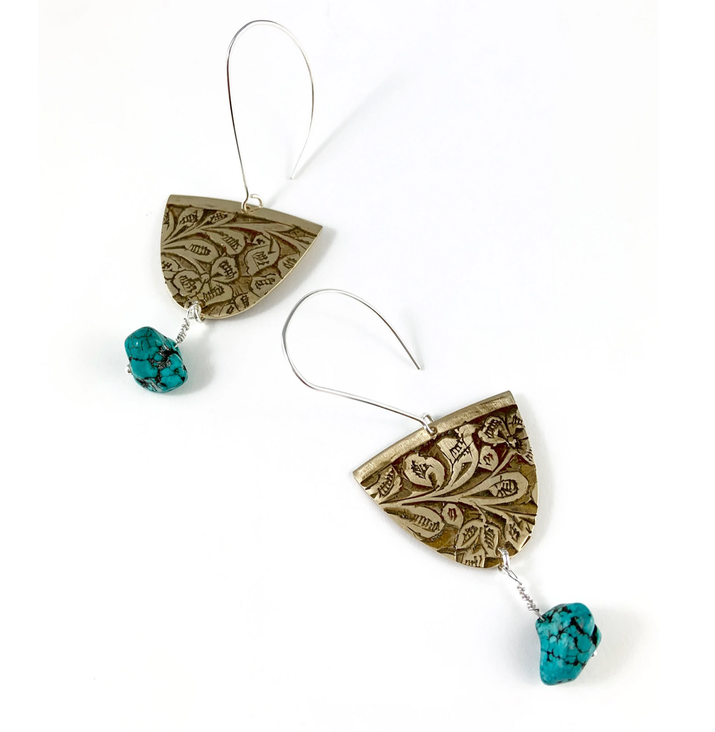 Brass and Turquoise Earrings