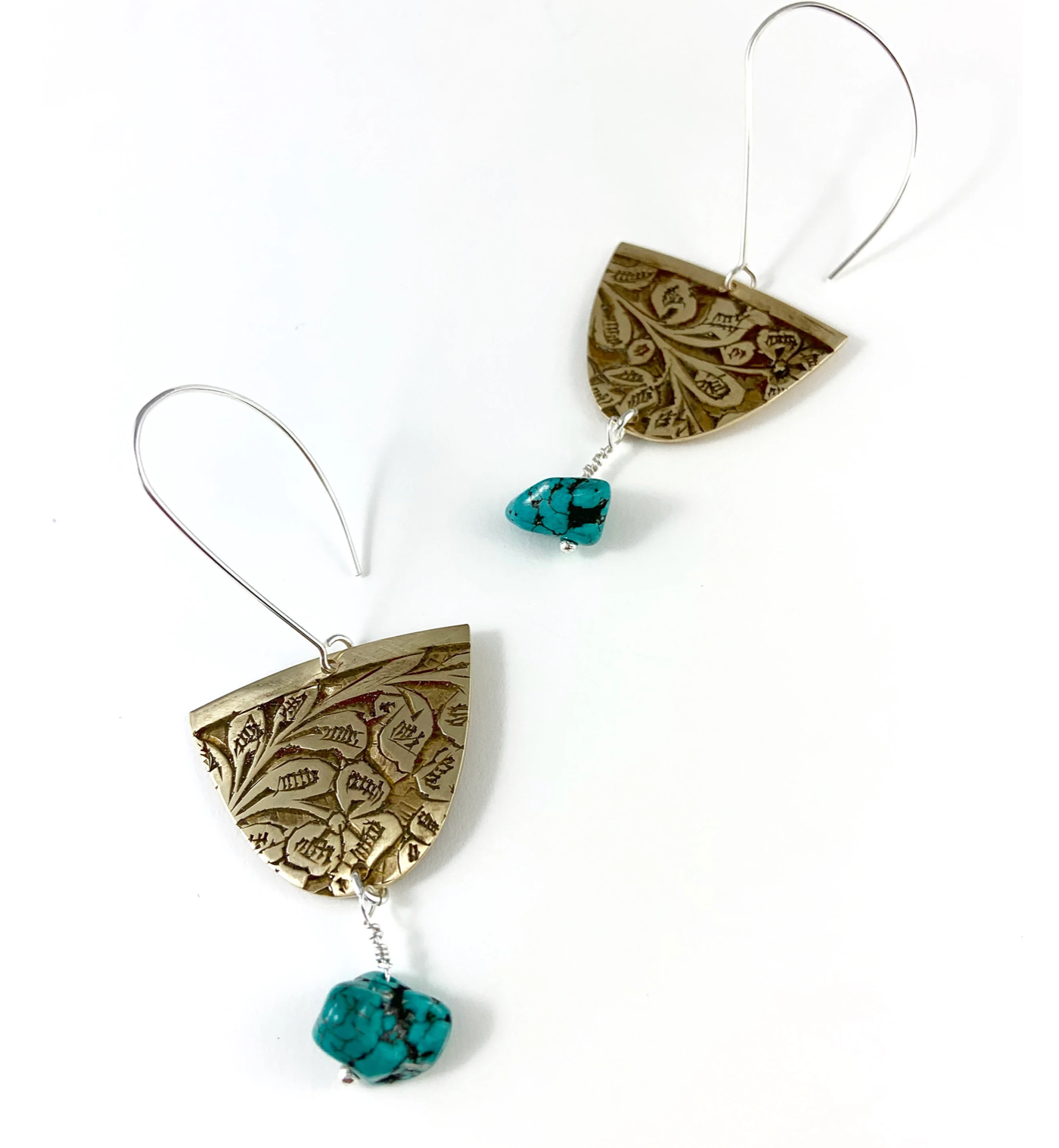 Brass and Turquoise Earrings