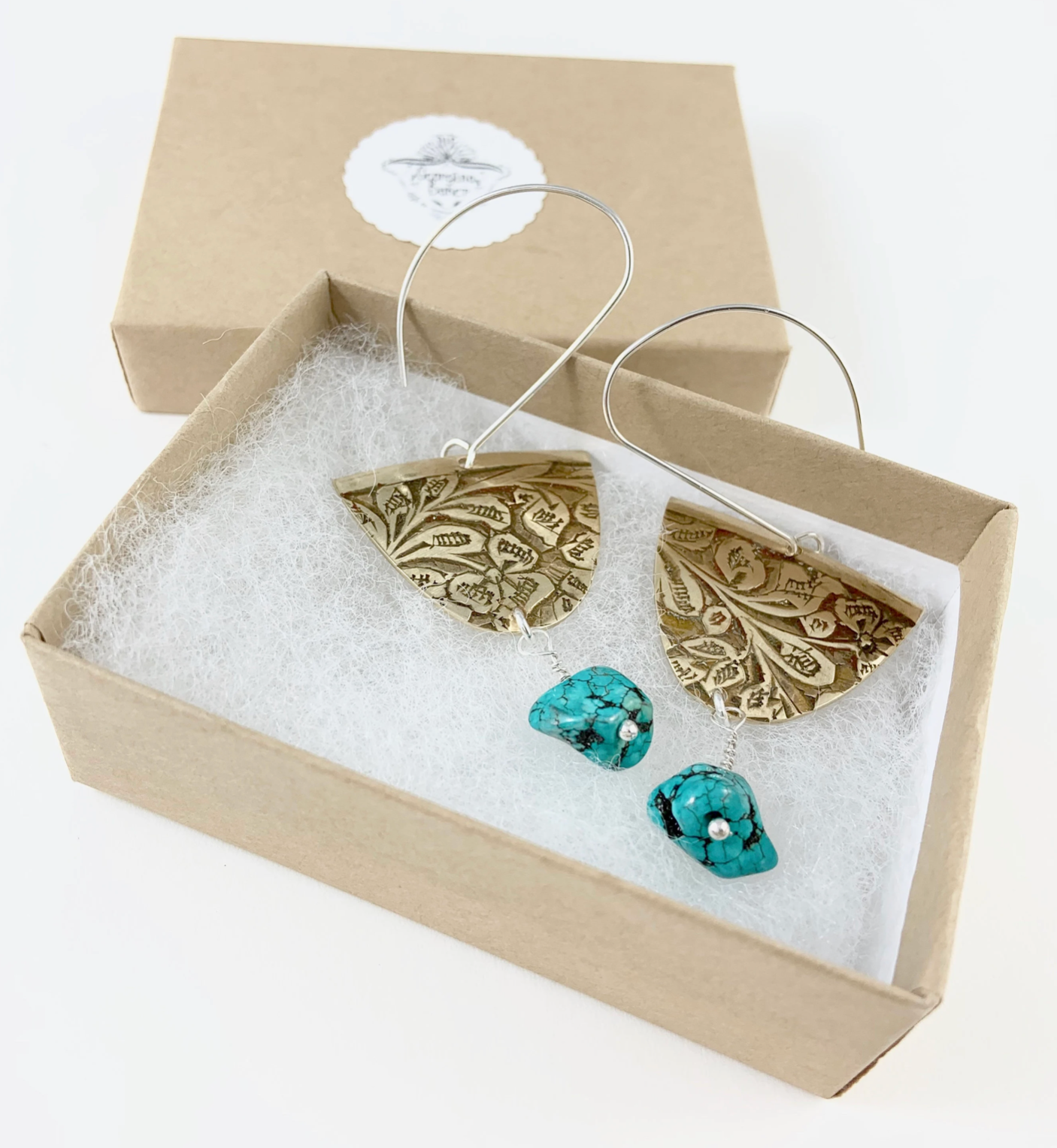 Brass and Turquoise Earrings