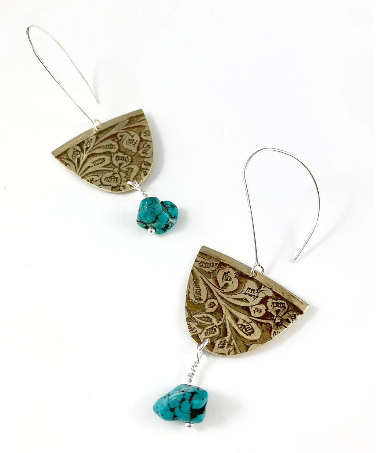 Brass and Turquoise Earrings