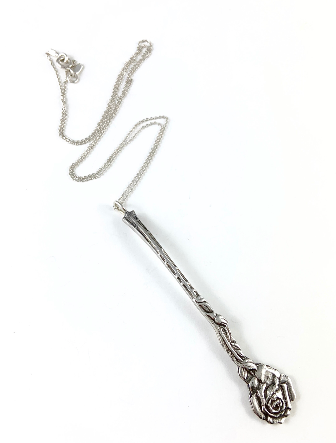 Silver Rose Spoon Charm Necklace