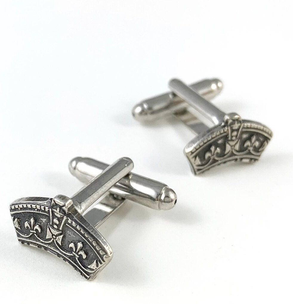 Vintage Silver Crown Cufflinks