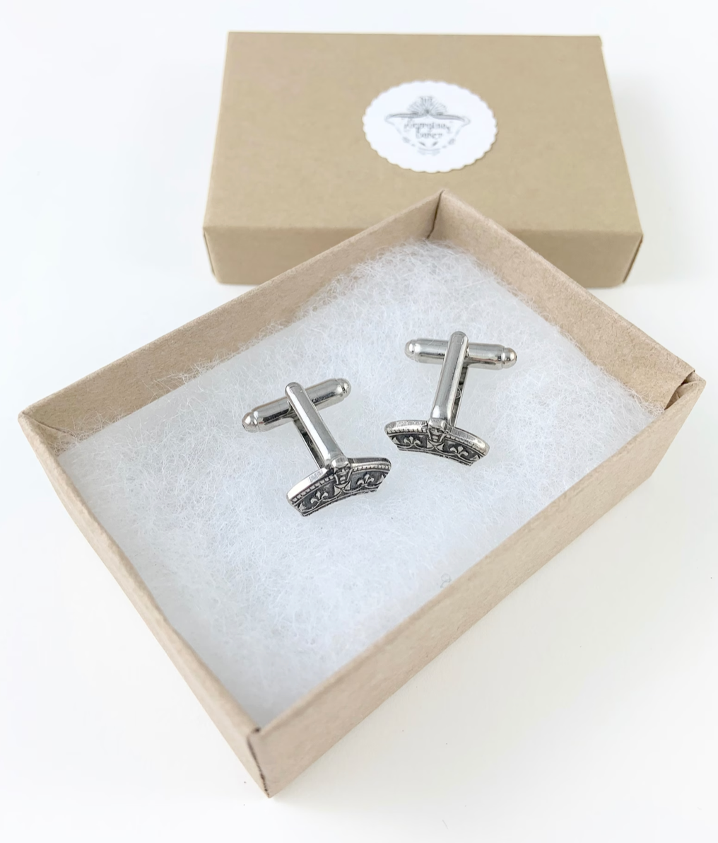 Vintage Silver Crown Cufflinks