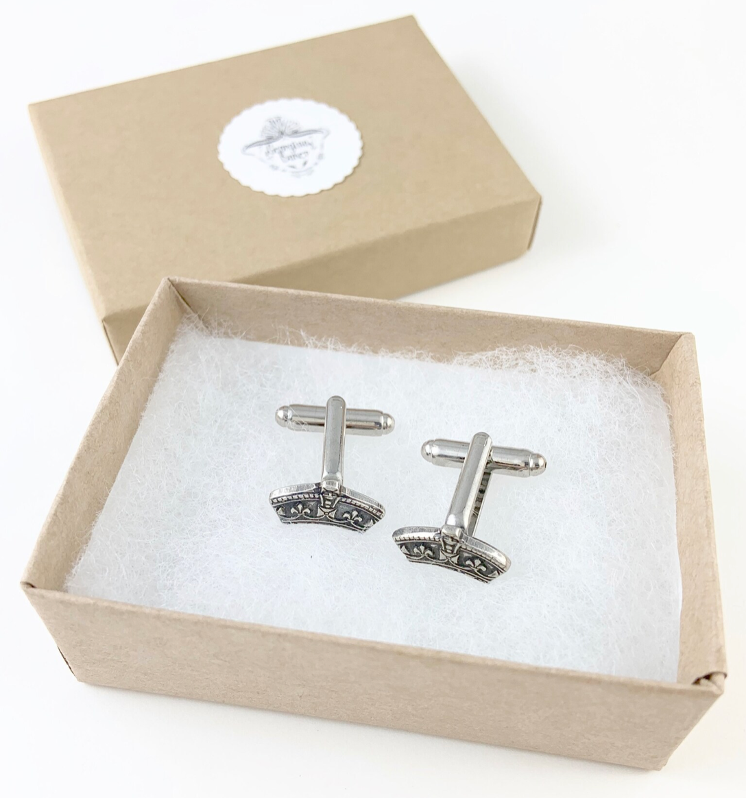 Vintage Silver Crown Cufflinks