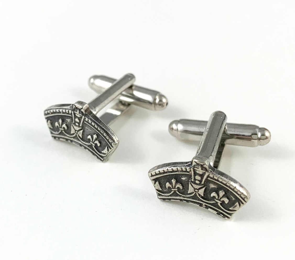 Vintage Silver Crown Cufflinks