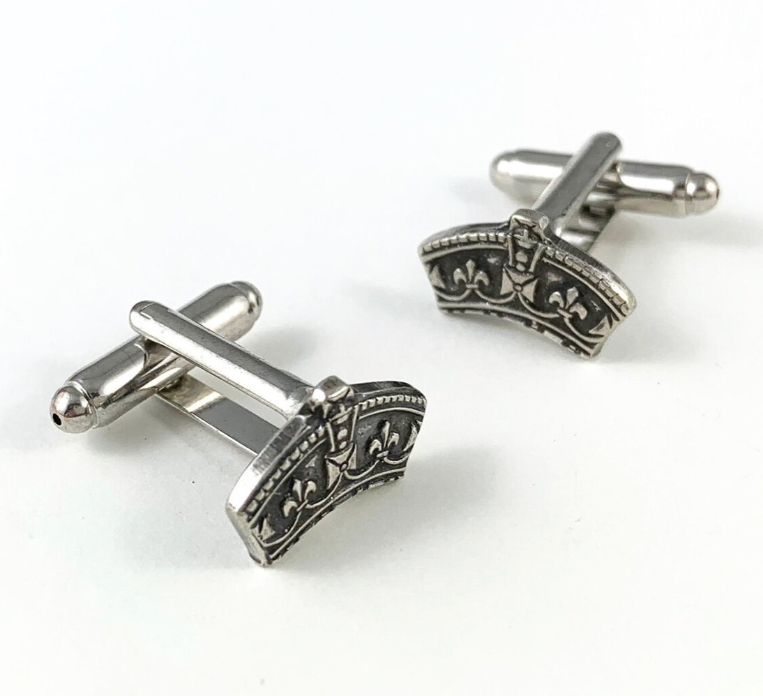 Vintage Silver Crown Cufflinks