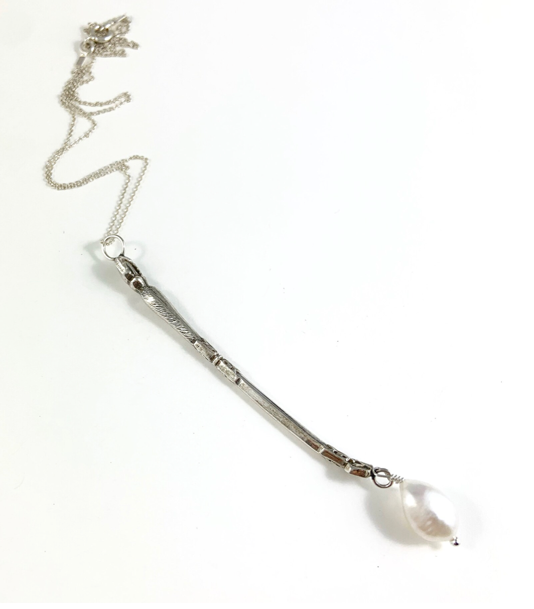 Antique Silver and Pearl Spoon Necklace