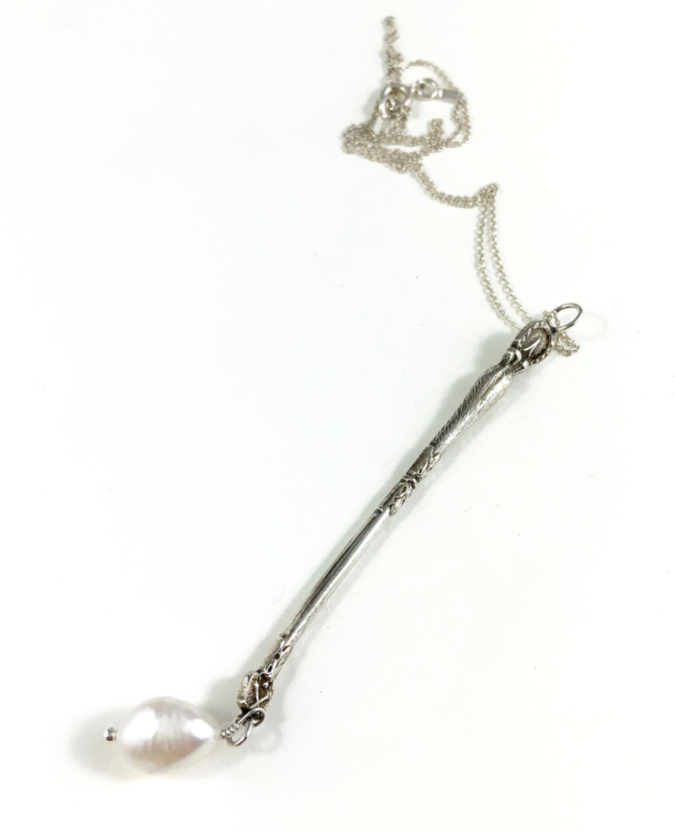 Antique Silver and Pearl Spoon Necklace