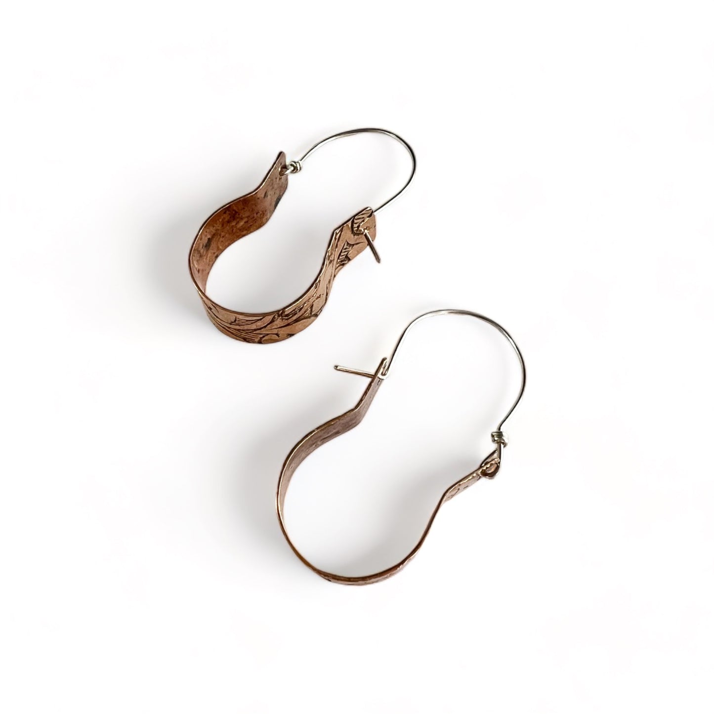 Copper and Silver Hoop Earrings