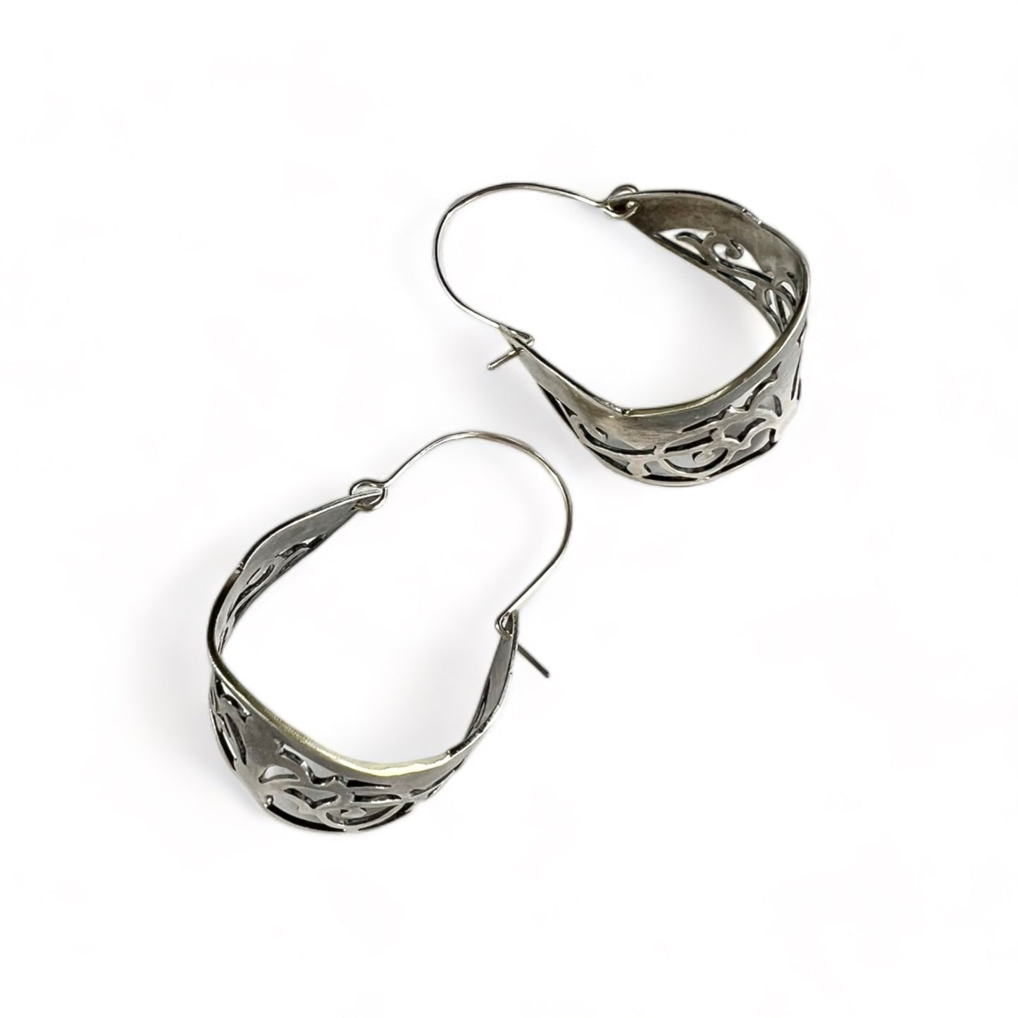 Silver Hoop Filligree Earrings