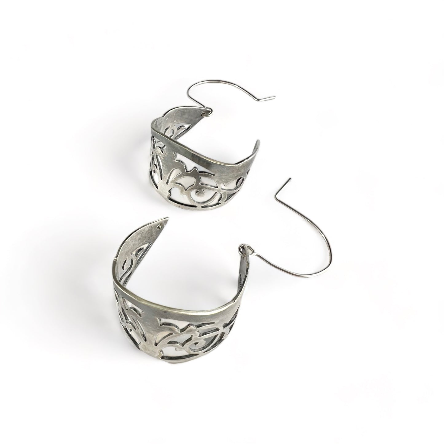 Silver Hoop Filligree Earrings