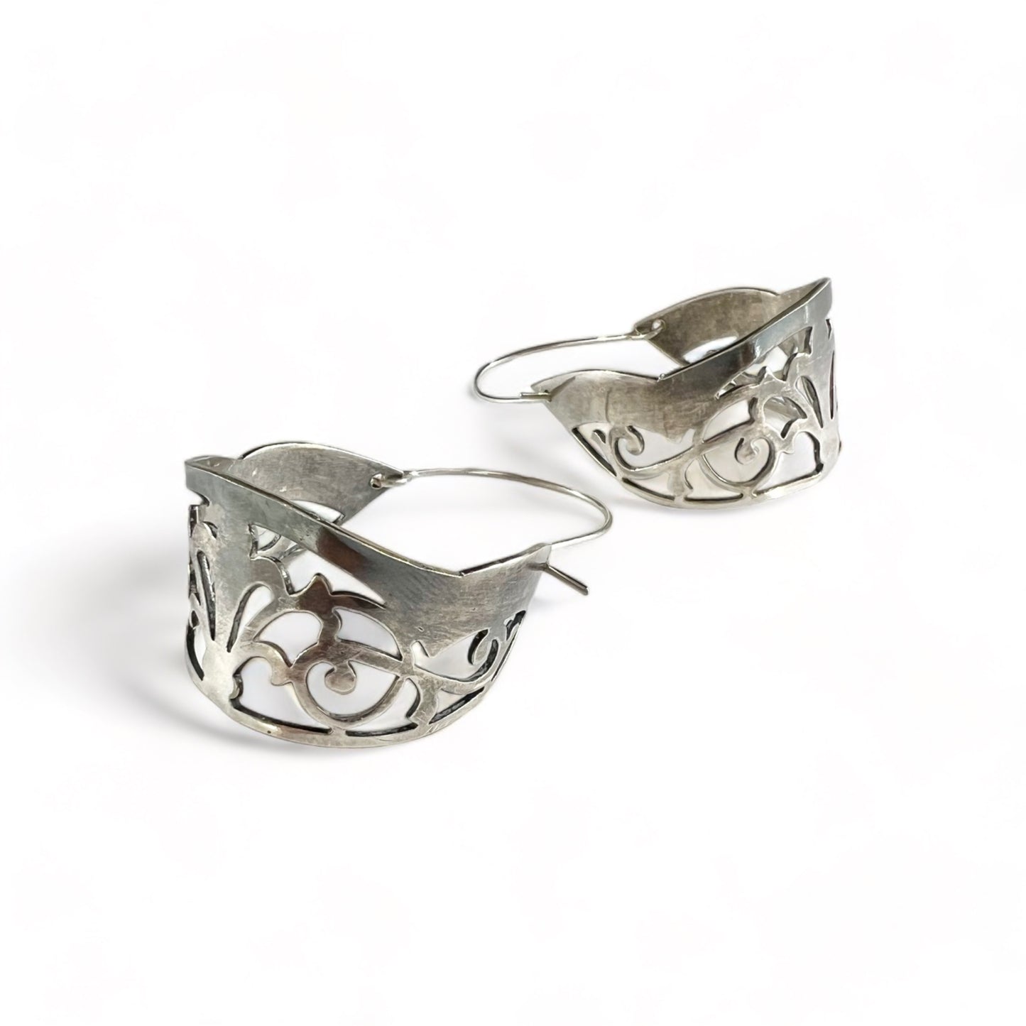 Silver Hoop Filligree Earrings