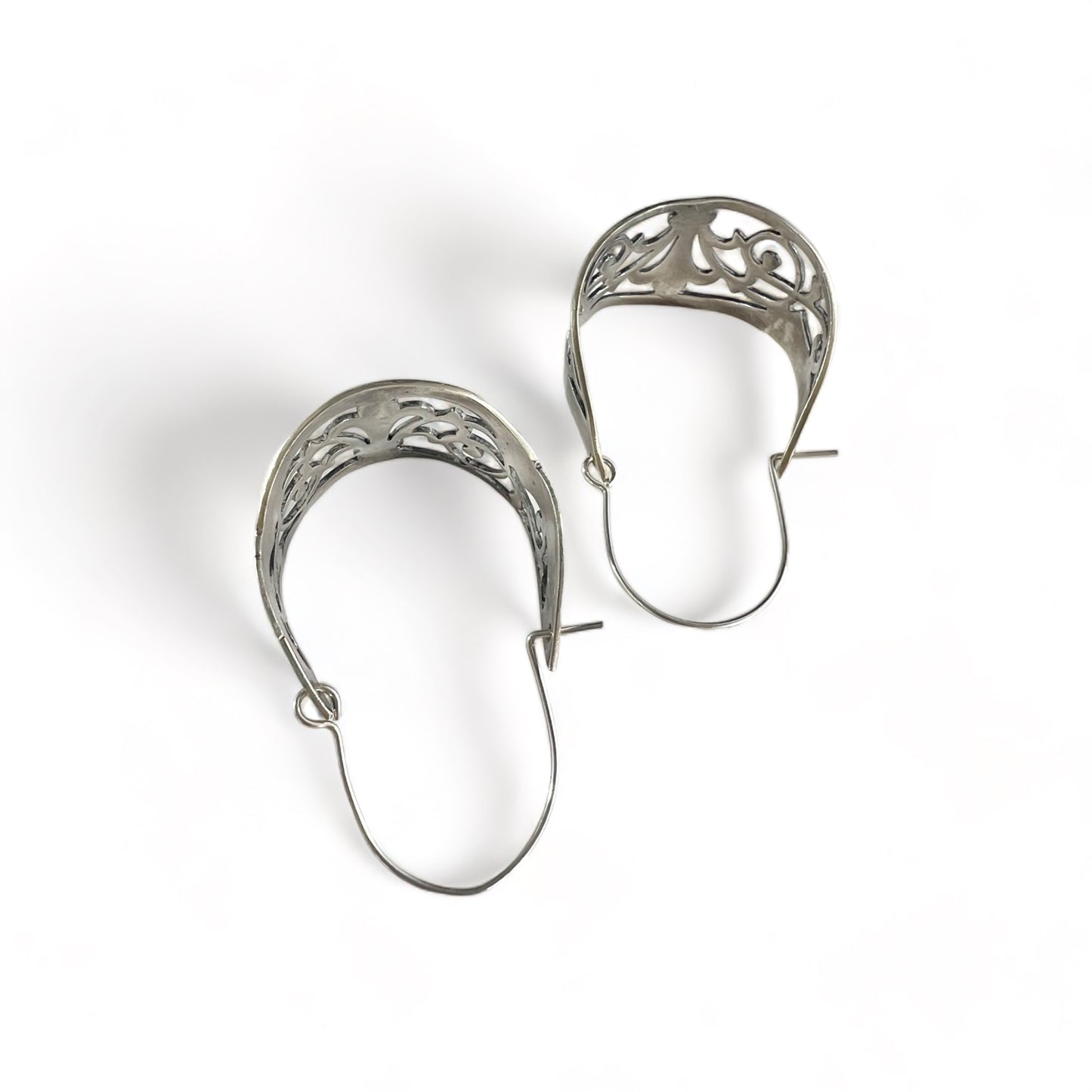 Silver Hoop Filligree Earrings