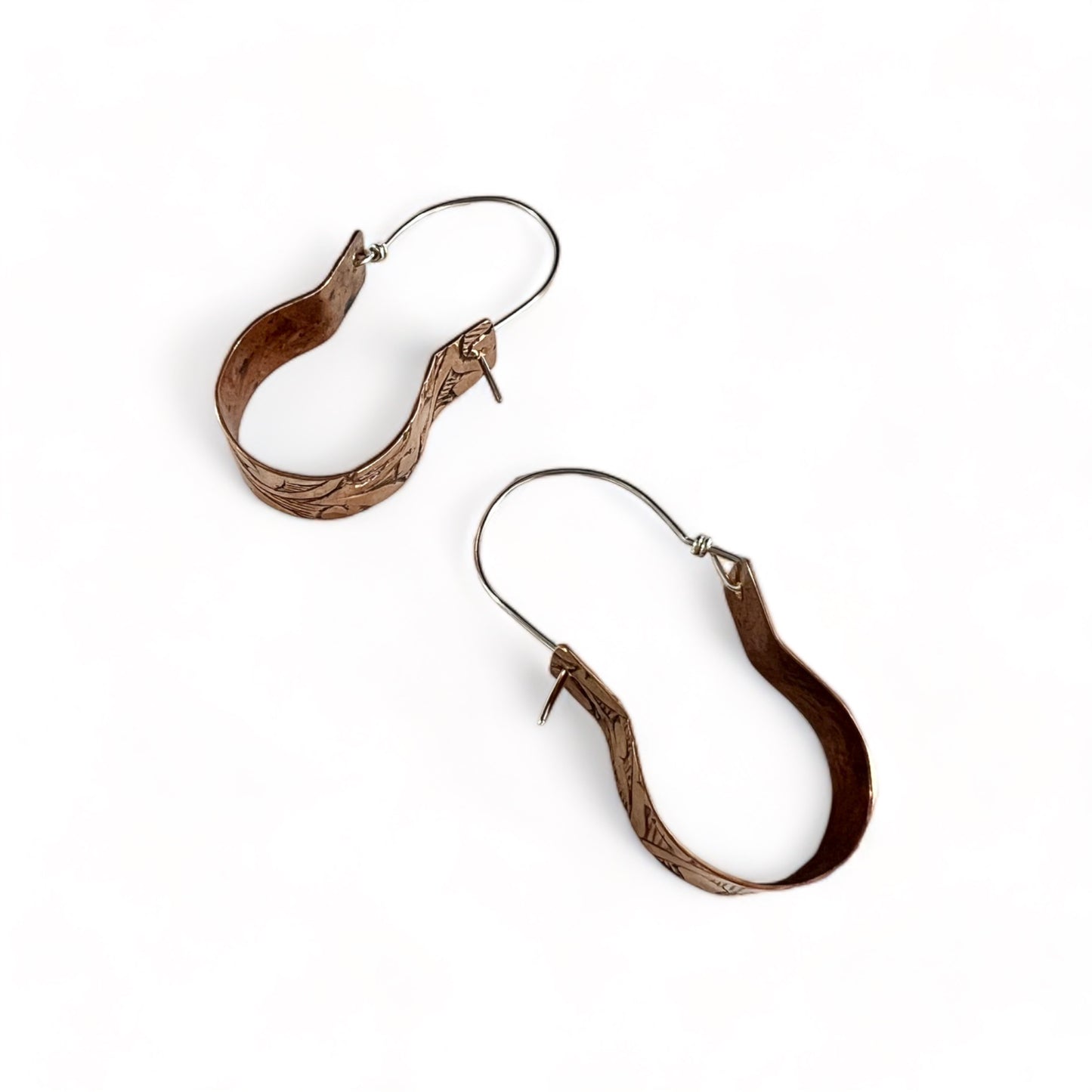 Copper and Silver Hoop Earrings