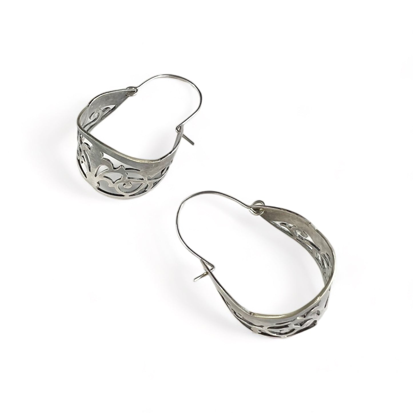 Silver Hoop Filligree Earrings