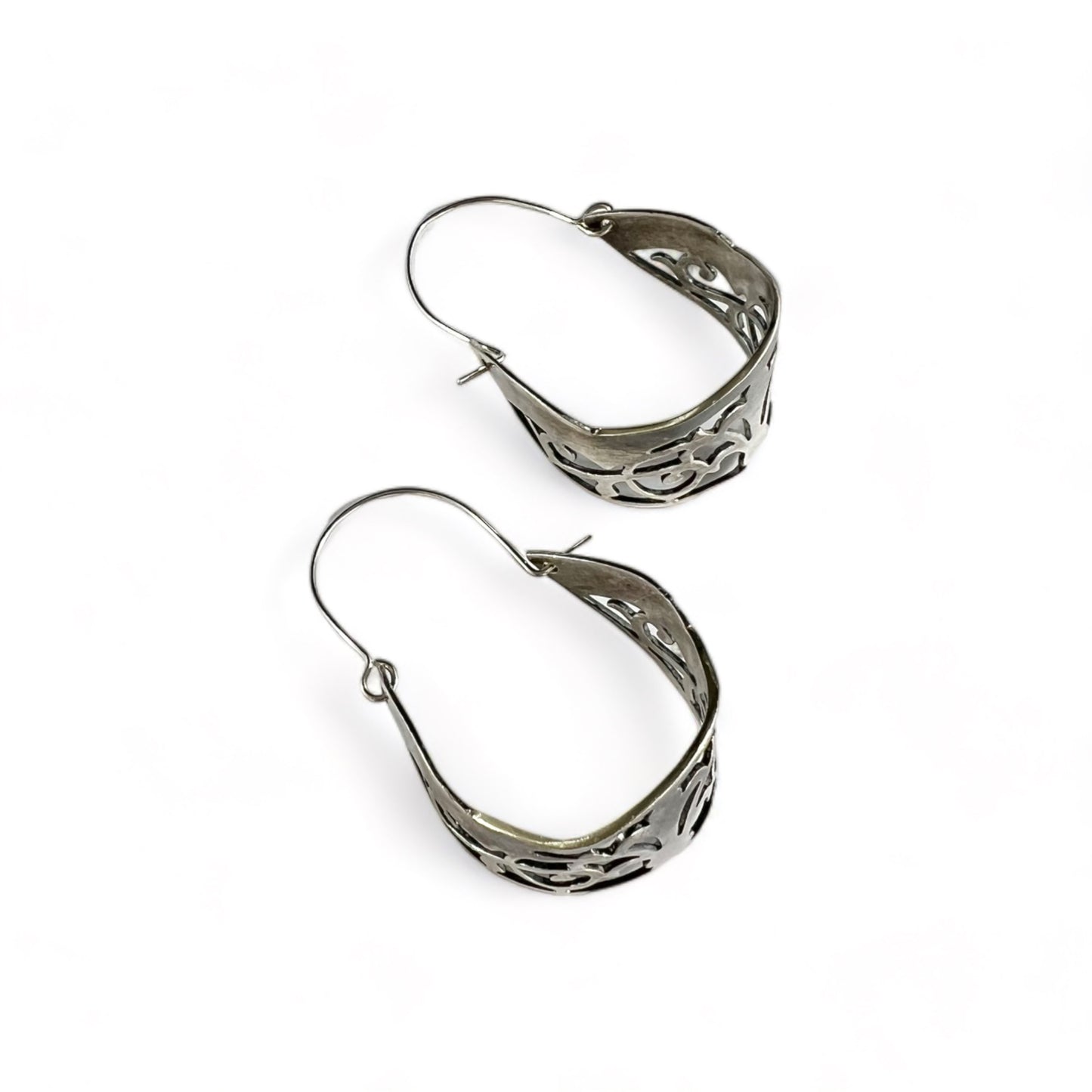 Silver Hoop Filligree Earrings