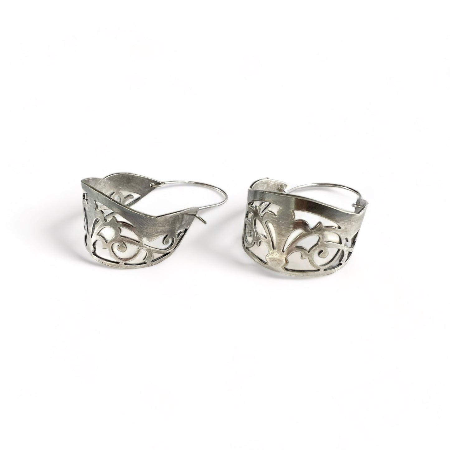 Silver Hoop Filligree Earrings