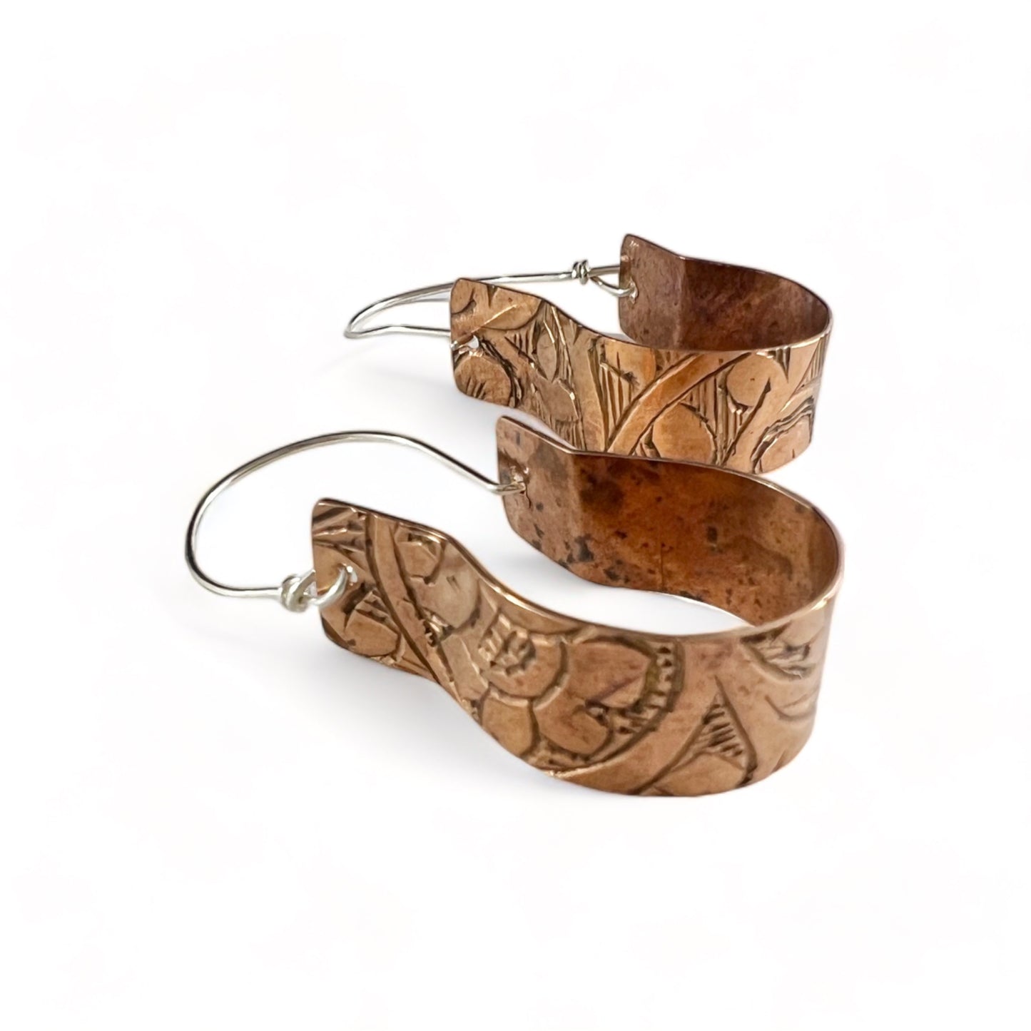 Copper and Silver Hoop Earrings