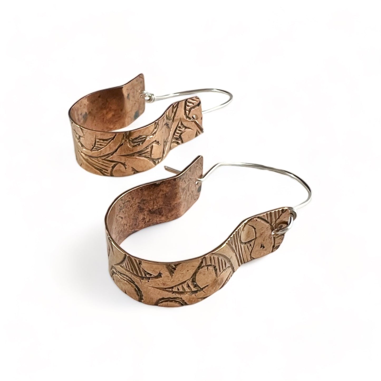 Copper and Silver Hoop Earrings