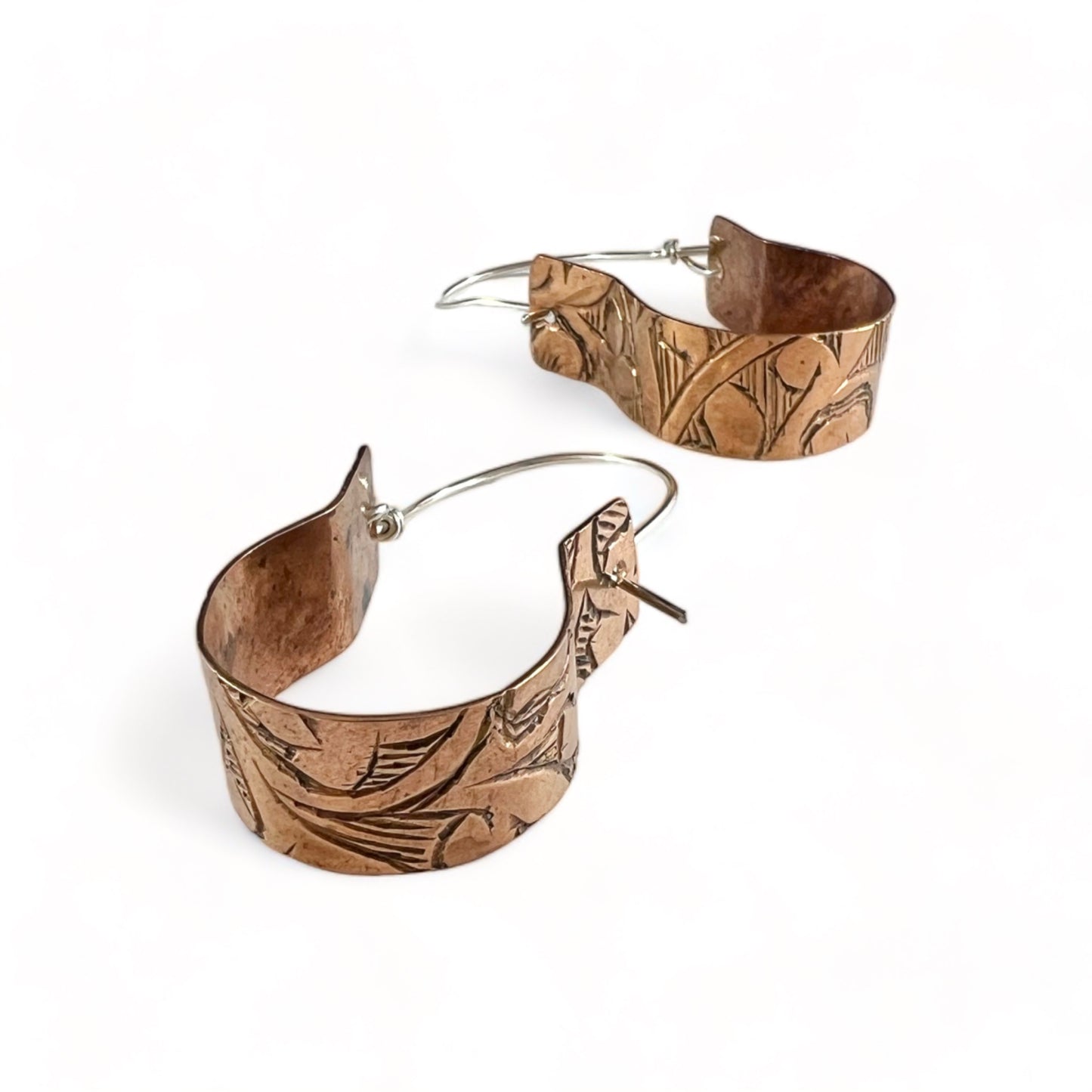 Copper and Silver Hoop Earrings