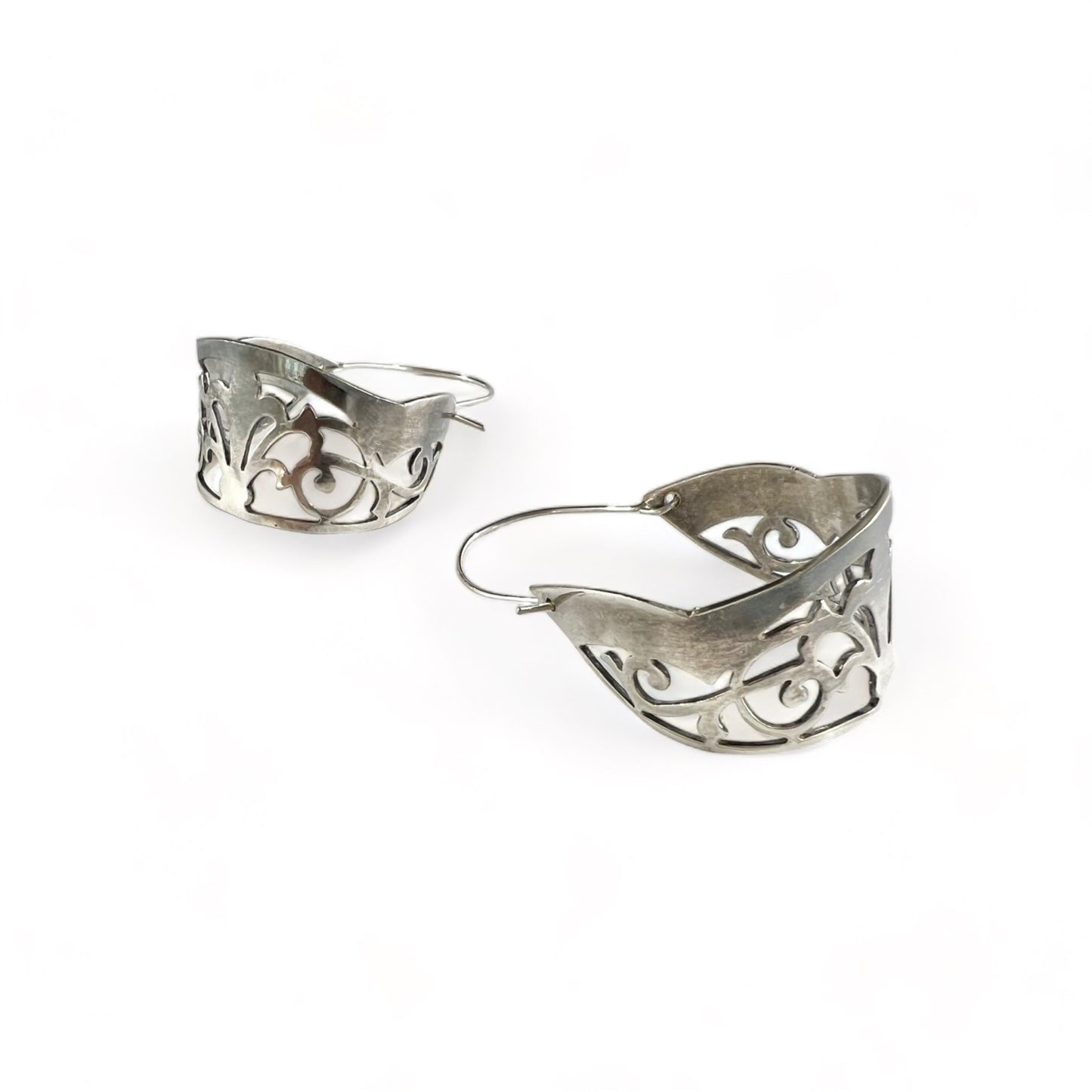 Silver Hoop Filligree Earrings