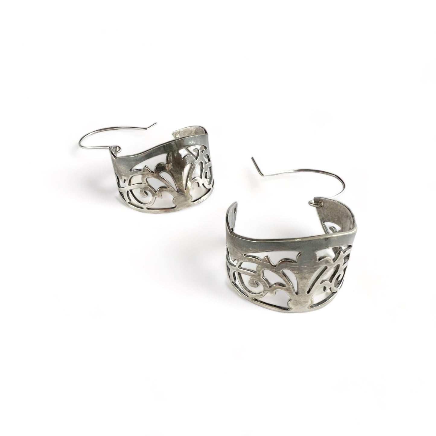 Silver Hoop Filligree Earrings