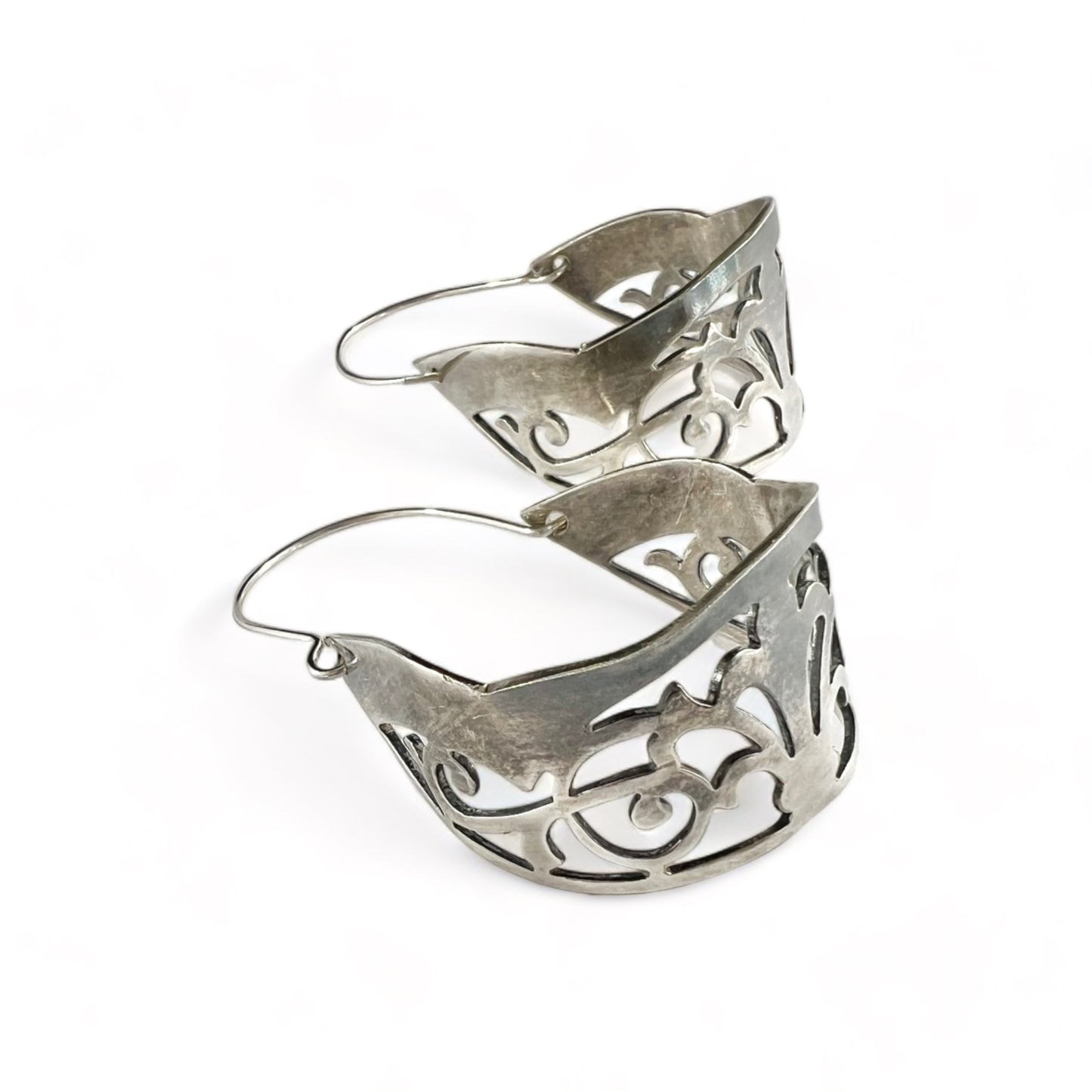 Silver Hoop Filligree Earrings