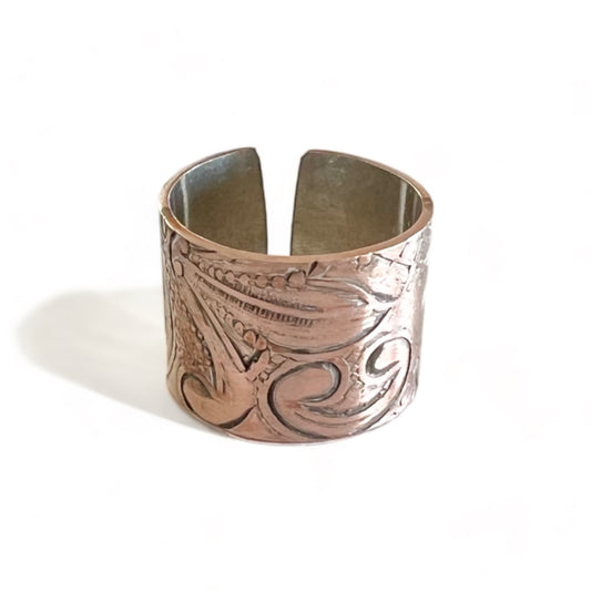 Silver and Copper Vintage Cuff Ring Size 7
