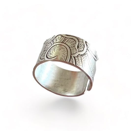 Silver and Copper Vintage Cuff Ring Size 8