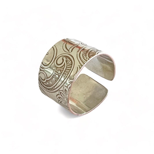 Silver and Copper Vintage Cuff Ring Size 8.5