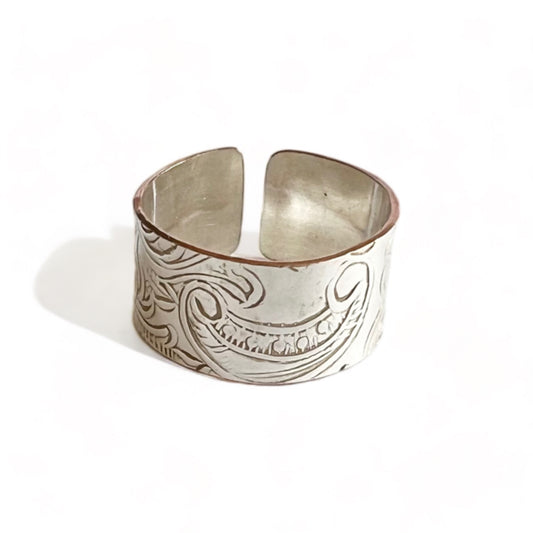Silver and Copper Vintage Cuff Ring Size 8