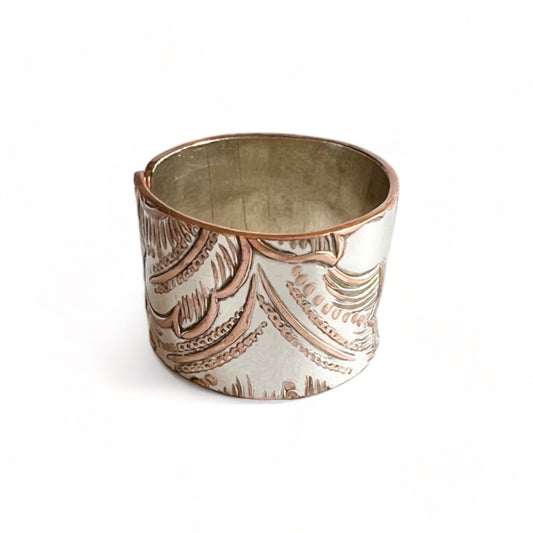 Silver and Copper Vintage Cuff Ring Size 9.5