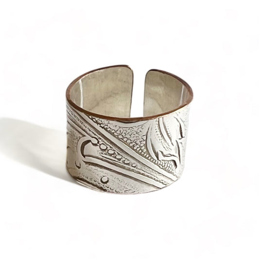 Silver and Copper Vintage Cuff Ring Size 7.5
