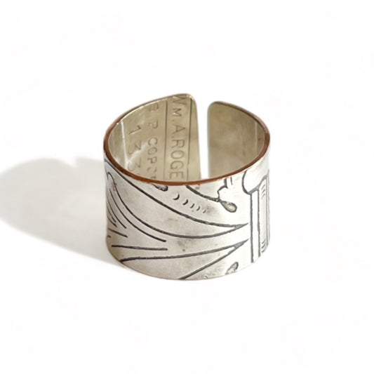Silver and Copper Vintage Cuff Ring Size 8.5