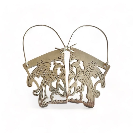 Bird of Paradise Silver Hoop Earrings
