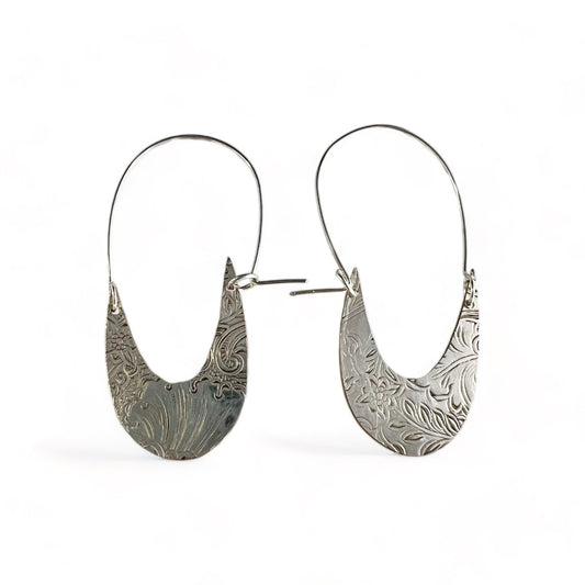 Art Nouveau Silver Hoop Earrings