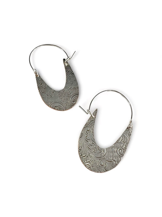 Art Nouveau Silver Hoop Earrings