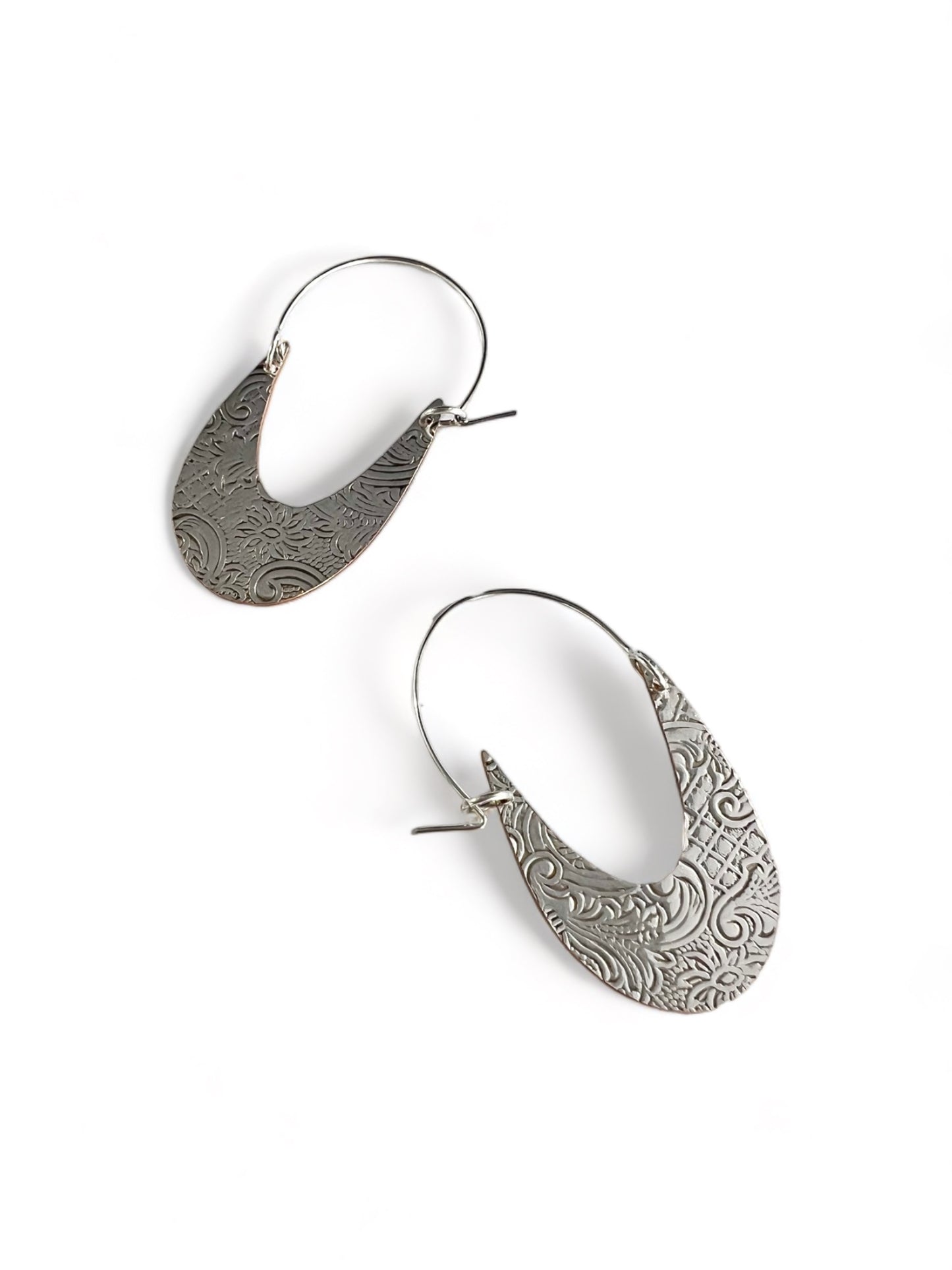 Art Nouveau Silver Hoop Earrings