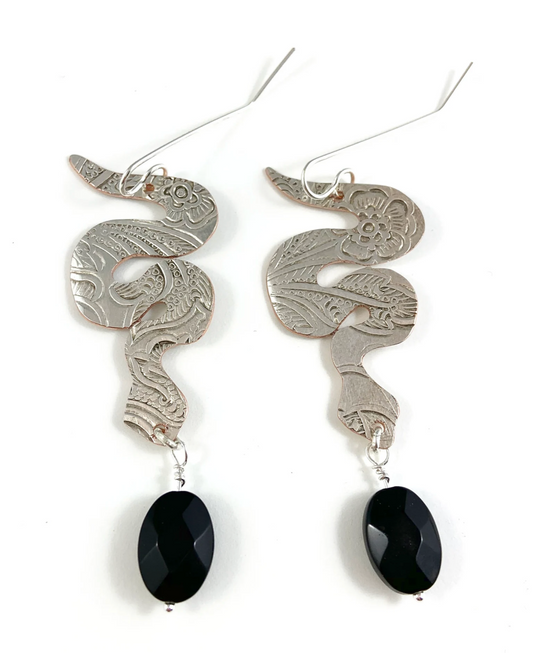 Silver Snake Earrings