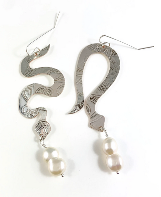 Silver Snake Earrings