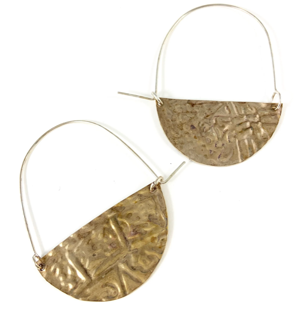 Brass and Enamel Hoop Earrings