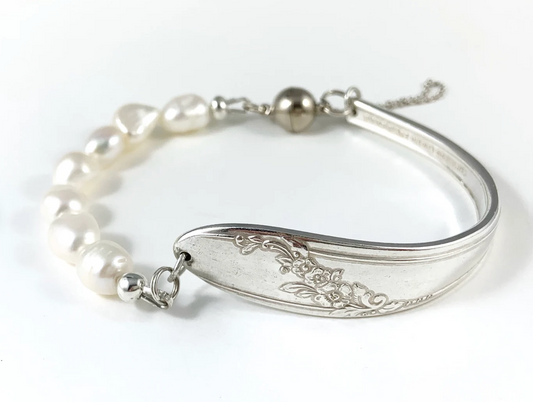 Silver Spoon Bracelet with Pearls