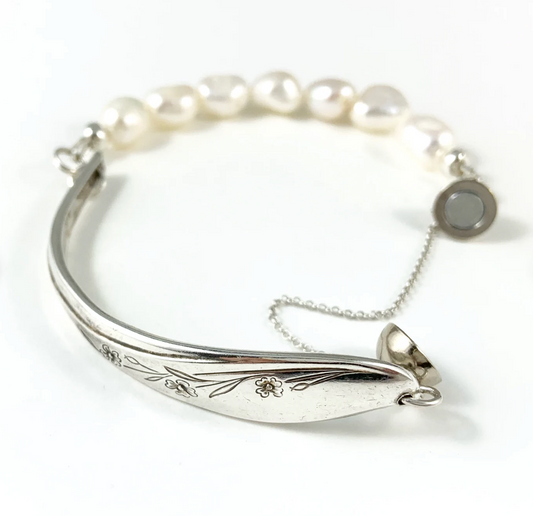 Silver Spoon Bracelet with Pearls