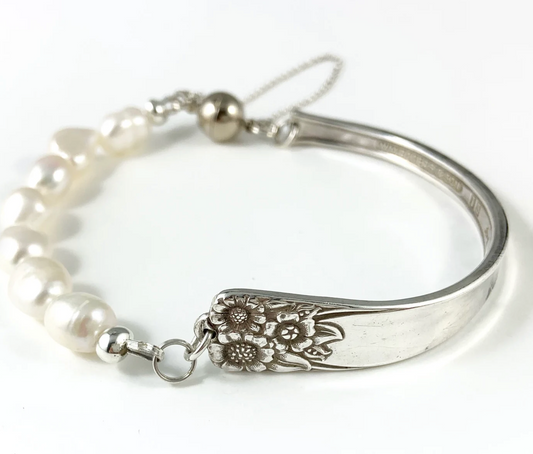 Silver Spoon Bracelet with Pearls
