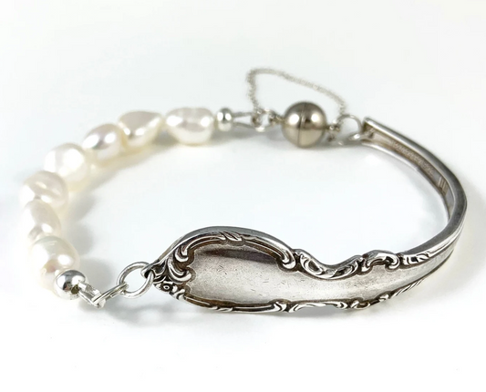 Silver Spoon Bracelet with Pearls