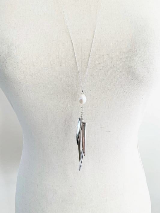 Fork Tine and Pearl Charm Necklace
