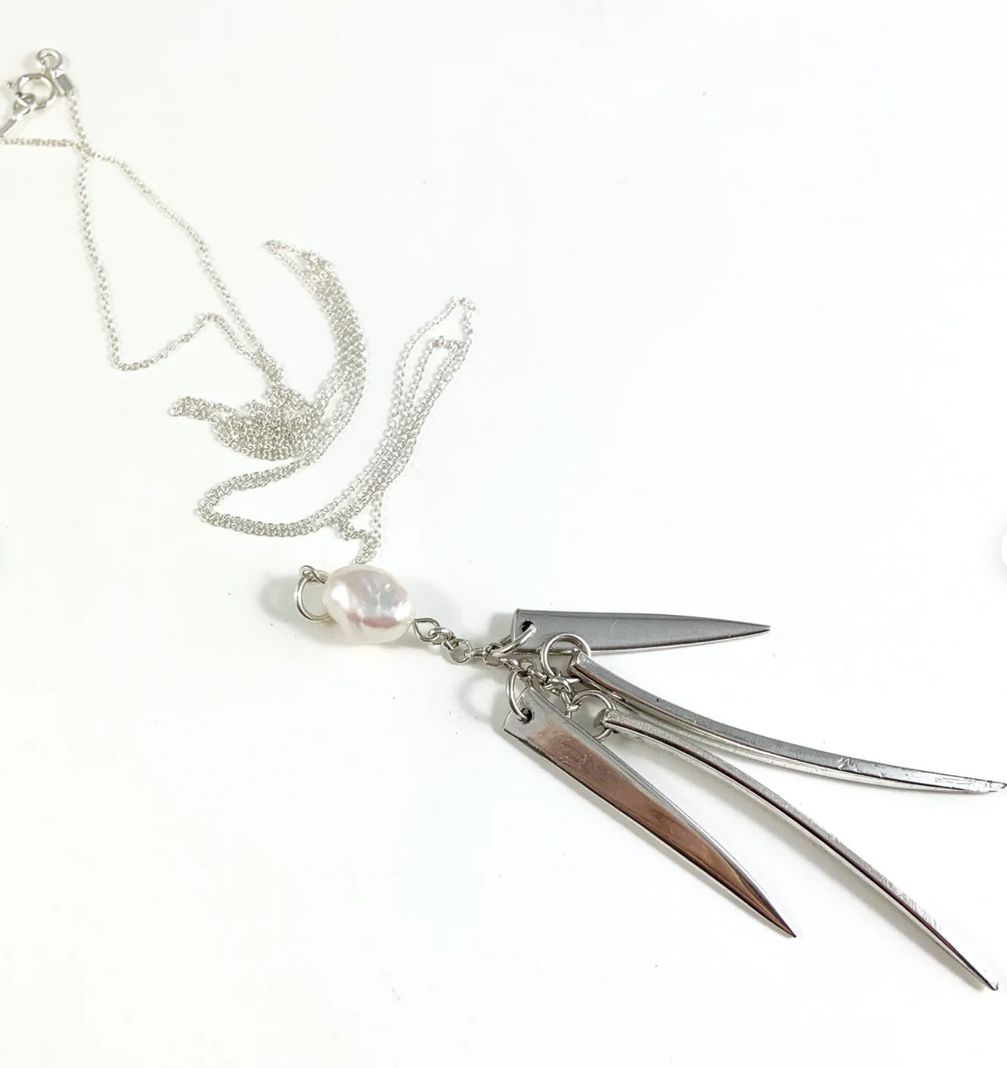 Fork Tine and Pearl Charm Necklace