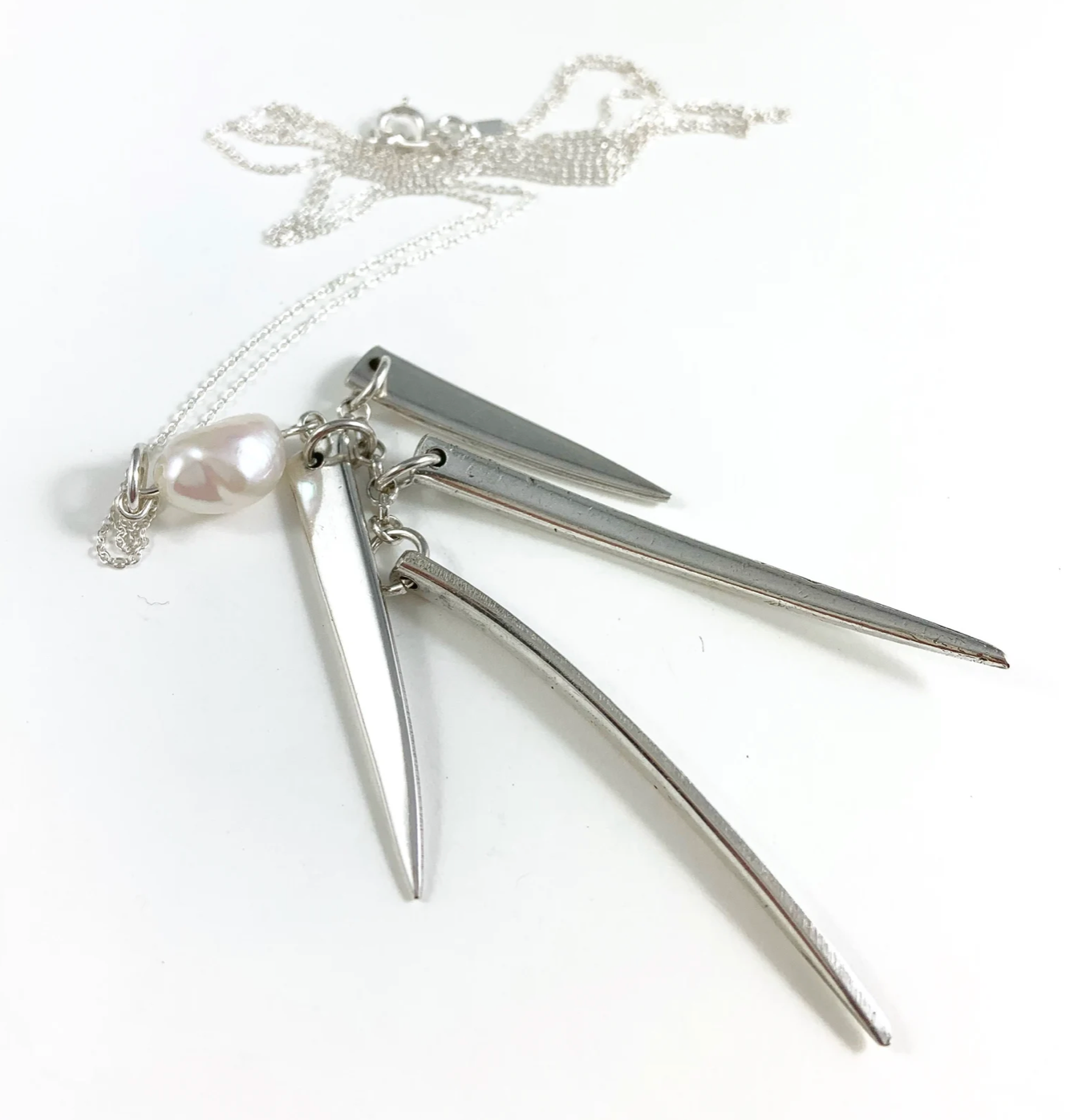 Fork Tine and Pearl Charm Necklace