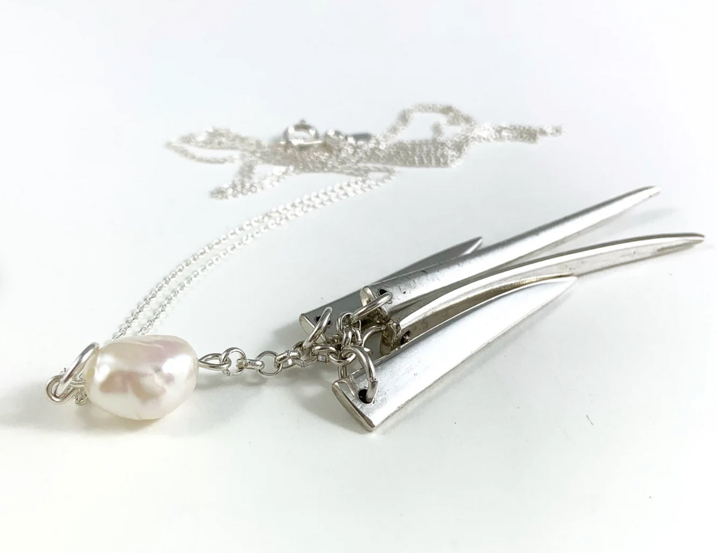 Fork Tine and Pearl Charm Necklace